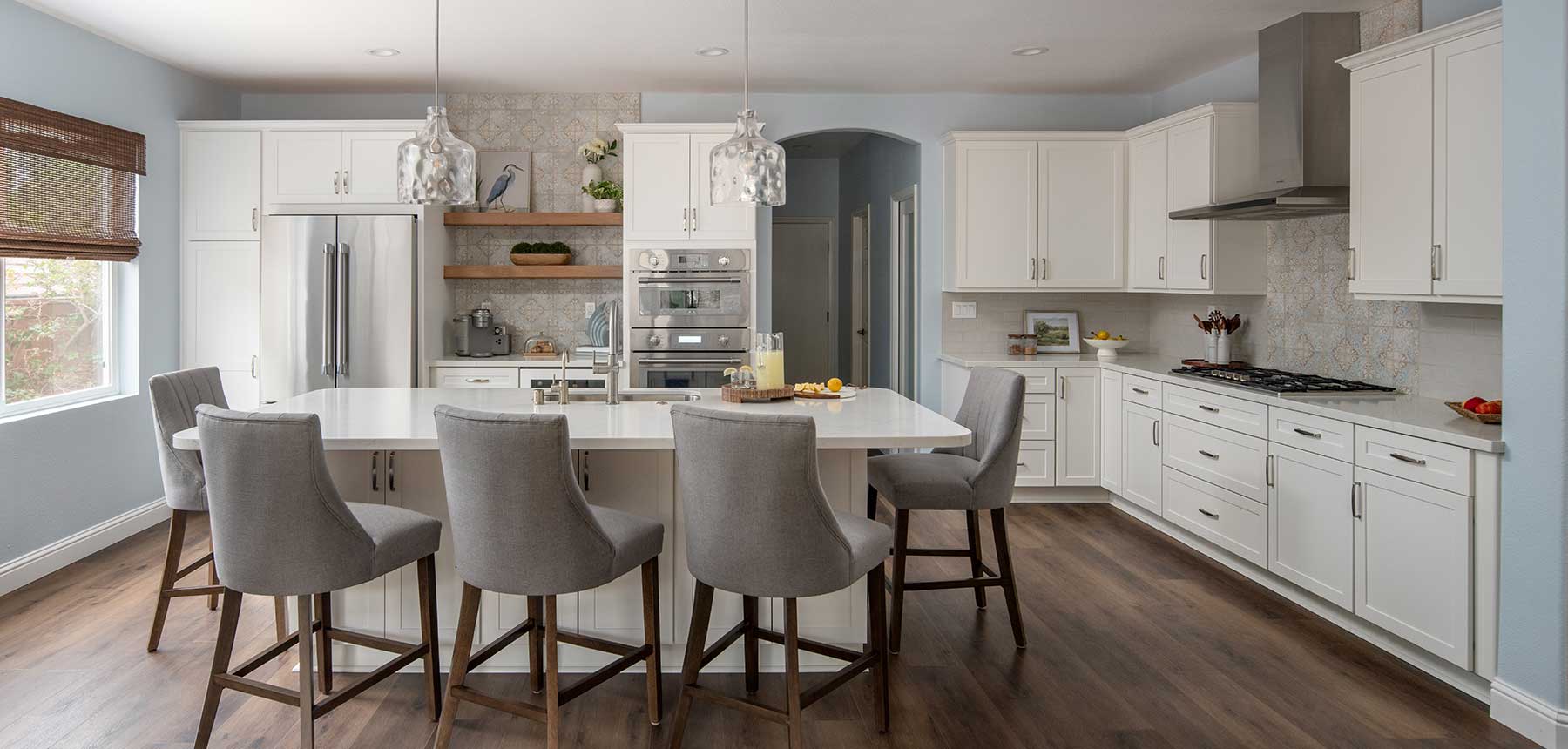 dining table next to a remodeled kitchen in Oceanside